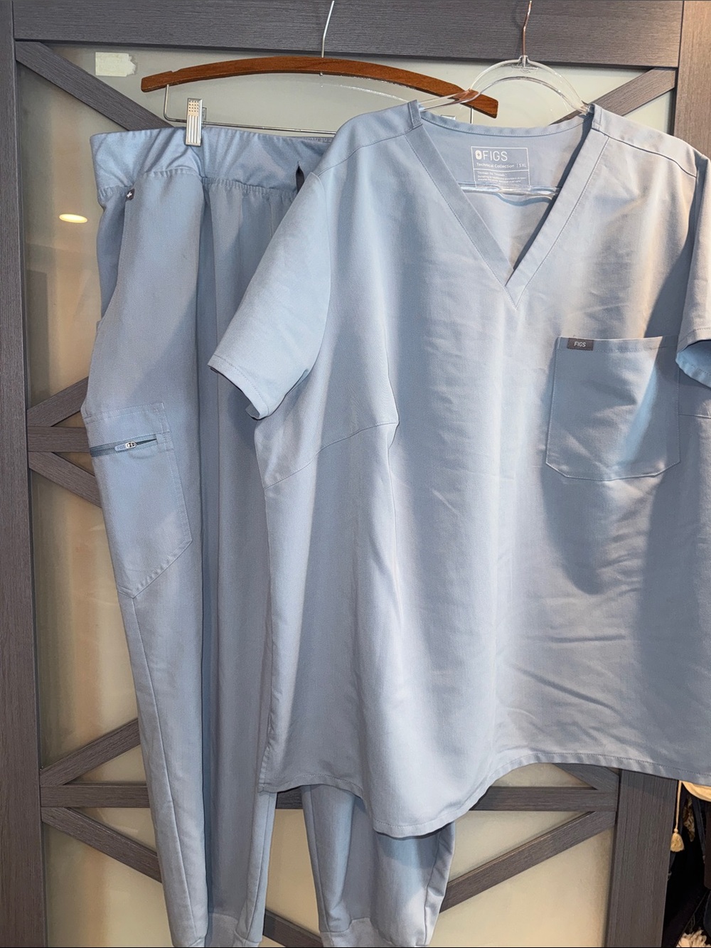 Figs Light Blue Medical Scrub Top and Pants Set